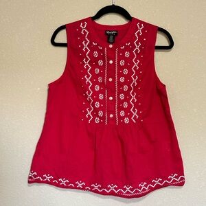 Wrangler Retro Red Embroidered Western Tank Top • Size Large